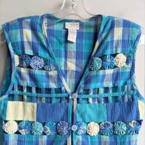 Vintage Koret pastel lattice button down vest - Picture 2 of 5